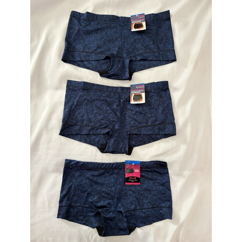 NEW Maidenform Dream Collection Boyshort 40774 Blue Black Womens Xlarge 3 Pair